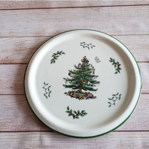 Spode Christmas Tree Ceramic Serving/Cheese Platter and Dome Plate Holidays - Picture 4 of 13